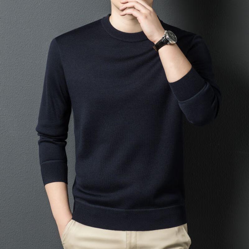 FENGXUN Men's Round Neck Solid Knit Sweater FXT5168
