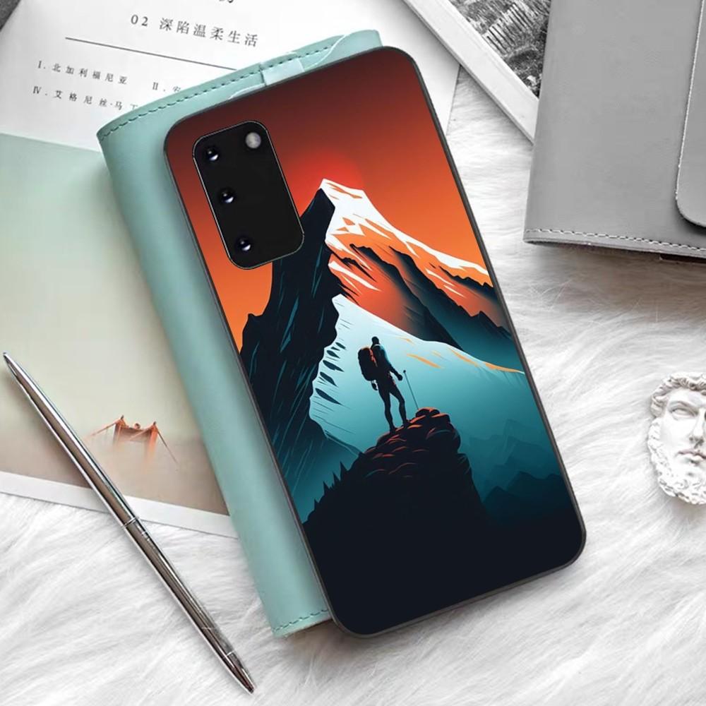 Climbing Mountain Phone Case Silicone PC+TPU For Samsung S10 20 30 22 23 24 Plus Lite Ultra Cover