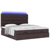 Enjoy restful nights with this Ottoman bed set including mattresses and LED lighting dark brown 180 x 200 cm fabric