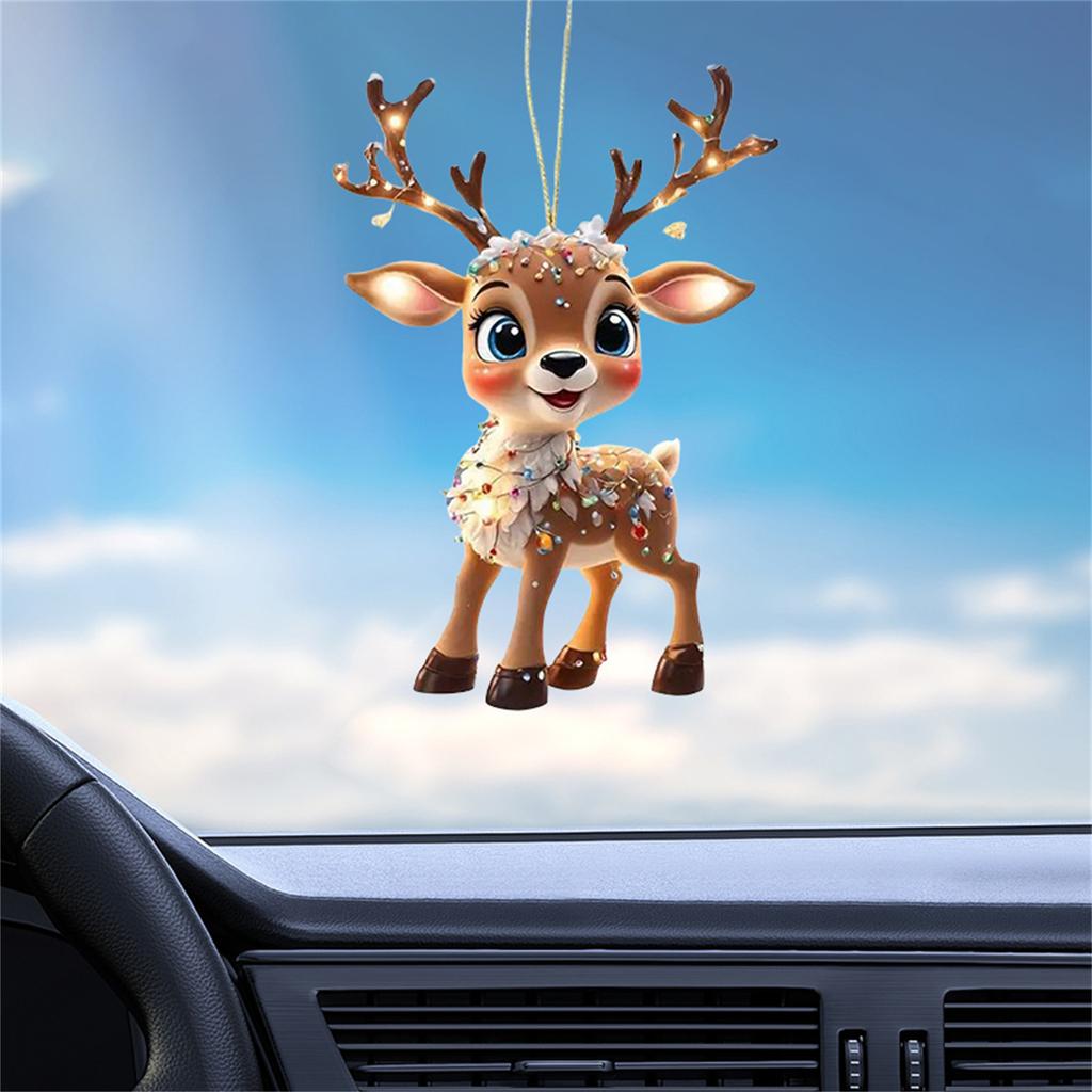 2D Flat Christmas Tree Acrylic Ornament with Hanging Rope Holiday Gift for Car Rearview Mirror Home Decor Hanging Pendant