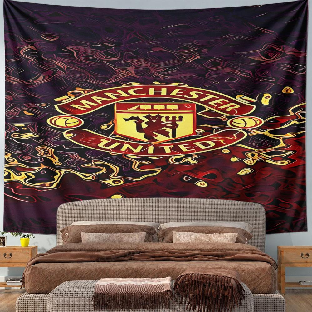 """Manchester United Logo Sanatı Duvar Halısı" Deseni Duvara Asılan Halı Dekoratif Halı Yatak Odası ve Oturma Odası için Ev Dekorasyonu"""