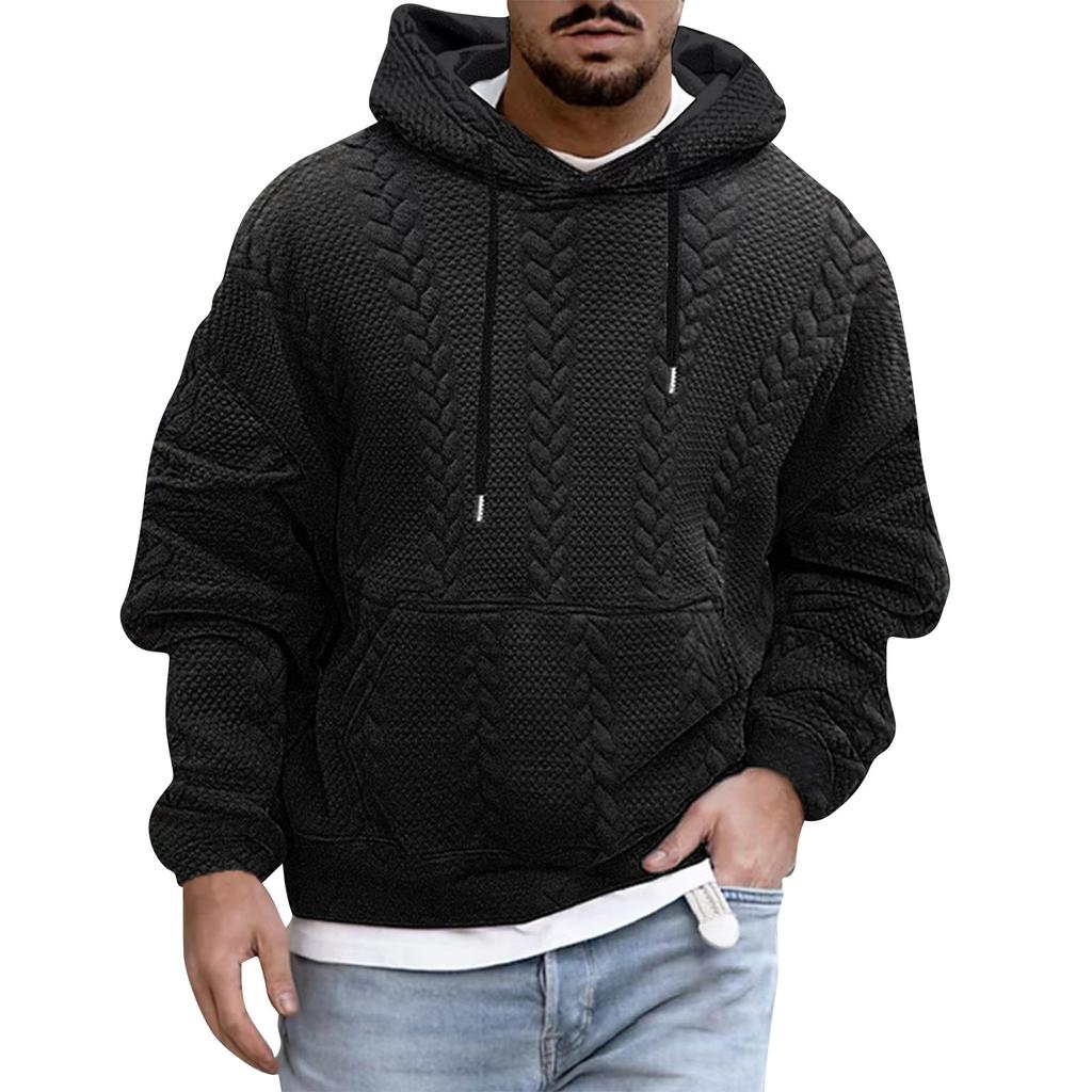 Men's Casual Solid-color Long-sleeved Hooded Pullover Hoodie