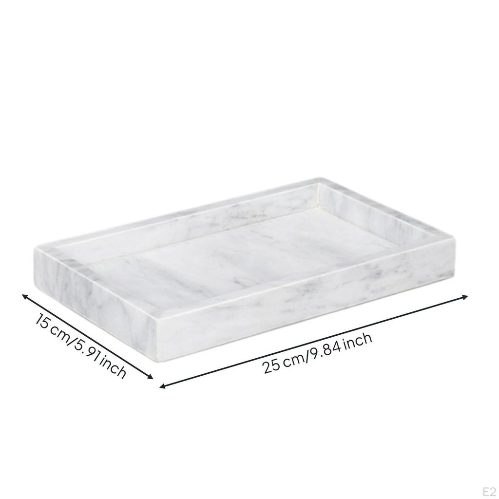 Marble Tray with Raised Sides Elegant Sleek for Dresser