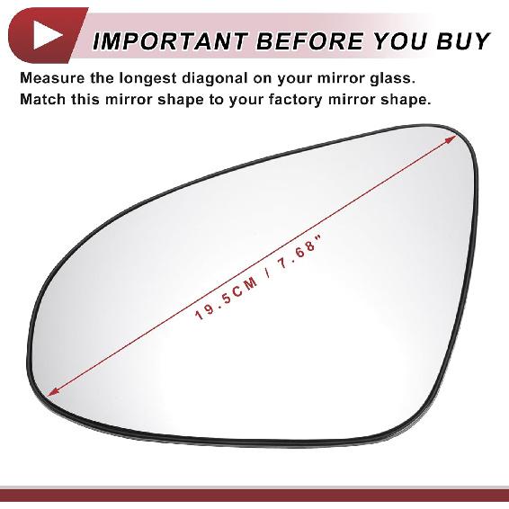 

1 Pc Mirror Glass Replacement for Toyota Yaris 2012-2017 Left Driver Side W/Backing Plate No.879090D580 Real Glass Plastic
