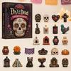 Skull Flower Advent Day of The Dead Calendar, 24-Day Acrylic Ornament Set with Gothic Holiday Countdown Gift And Marigold Designs, Halloween