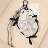 Korean Sweet Delicate Sequin Leather Silver Starfish Pendant Keychain Pearl Chain Bag Pendant