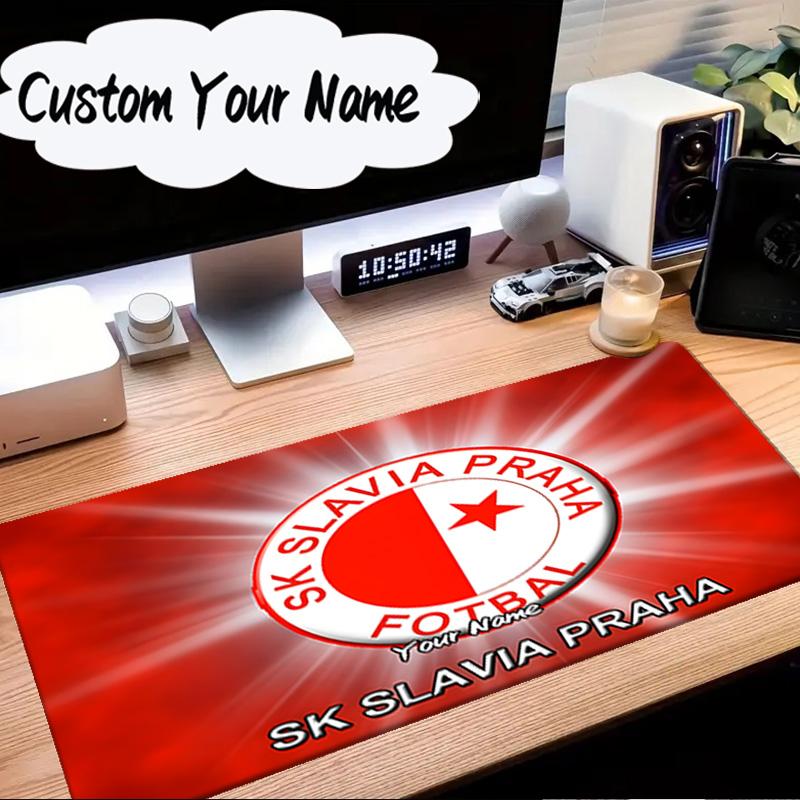 Custom Name Mouse pad Red And White Prague Football Mouse Pad Desk Mat, Non-Slip Rubber Backer Pad For Computer Notebook Gaming Mouse Pad Gift