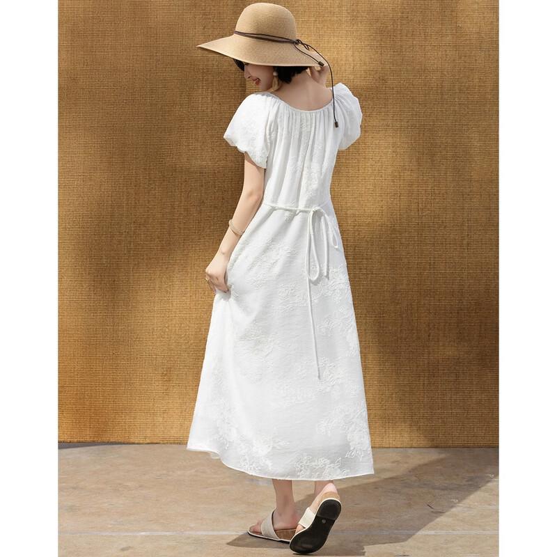 

French Romance Embroidered Midi Dress L