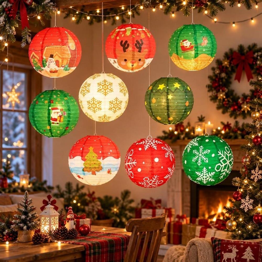 Xmas Decoration Christmas Paper Lantern DIY Festival Lanterns Folding Lantern Ball Party Supplies