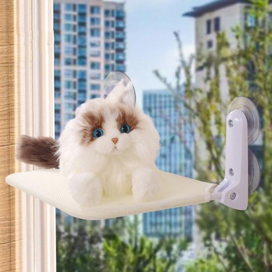 Kabelloser Katzenfensterliegeplatz Katzenhängematte mit 4 Saugnäpfen Faltbares Katzenhängemattenbett mit waschbarem Netzbezug für Wohnungskatzen
