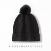 Cashmere Autumn and Winter New Style Women's High end Solid Color Cable Fur Ball Thickened Warm Fashion Knitted Casual Hat