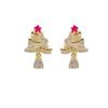 Huitan Czerwone/Zielone Kolczyki Wiszące Damskie z Motywem Choinki w Złotym Kolorze Wspaniałe Damskie Kolczyki na Imprezę Świąteczną Cyrkonia