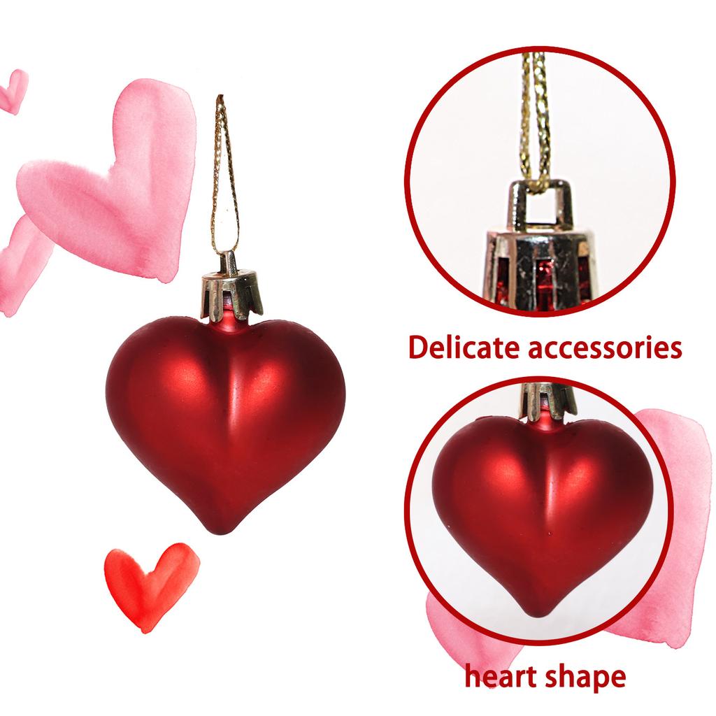 12 Stück Weihnachtskugeln Anhänger Kunststoff Herzförmiger Schmuck Weihnachtsbaumschmuck DIY Heimdekorationszubehör Neujahrsparty Geschenk