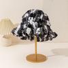 Sweet Ruffled Edge Fisherman Hat Cable Knit Winter Warm Bucket Hat Windproof Knitted Beanie  Women