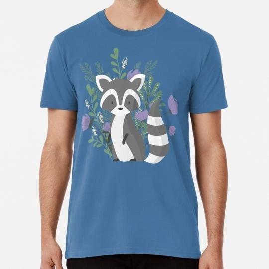 Cute Raccoon With Plants And Purple Flowers S To 5XL Made In the USA T-Shirt