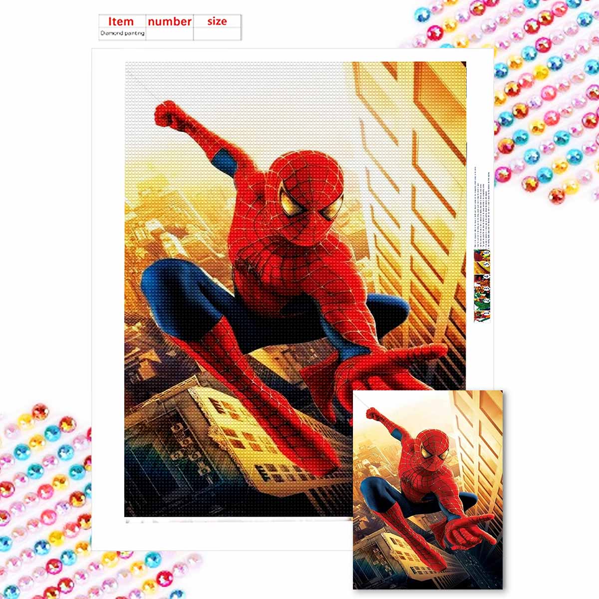 

Полная круглая алмазная живопись Летающий Человек-паук Искусство Стразы Картина Мозаика DIY 5D Вышивка крестом Домашнее украшение Round 50x70cm