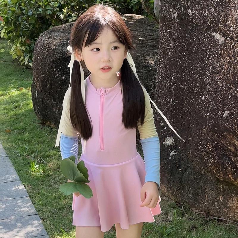 Zweifarbiger Mädchen-Schnelltrockenschwimmanzug im koreanischen Stil - Modisch und niedlich