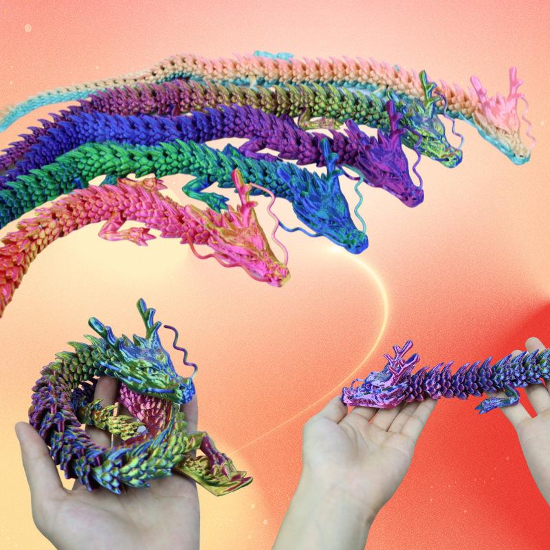 3D Printed Chinese Dragon Ornaments with Movable Joints - Popular Dragon Crafts and Celebrity Figures