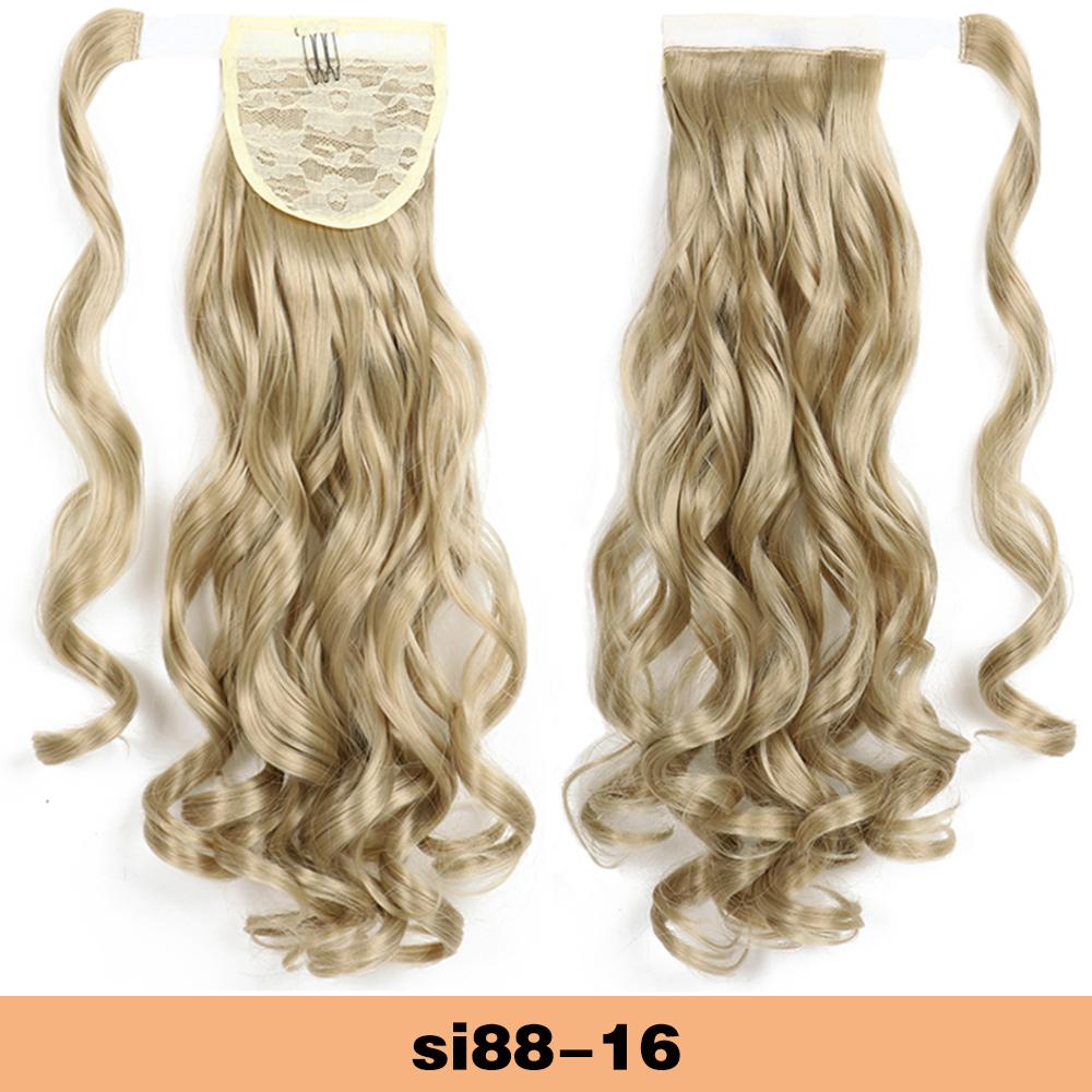 Synthetic Long Wavy Ponytail Extensions Wrap Around Hair Ponytails Wavy Clip In Hairpieces For Women