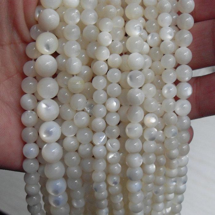 Round Natural White Mother-of-Pearl Beads for DIY Jewelry and Bracelets