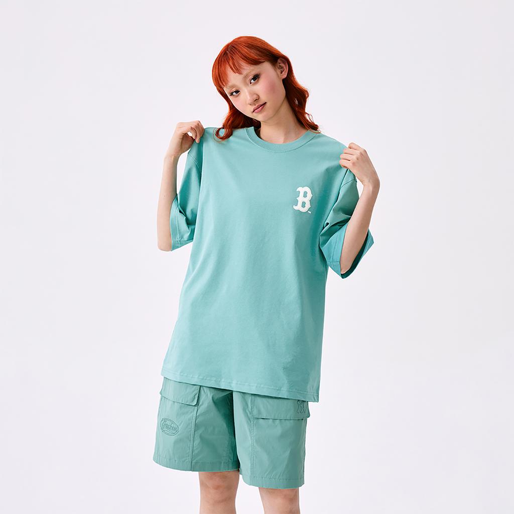 New MLB Boston Red Sox Basic Collection SS25 T Shirt Unisex Heather Gray Mint Green 3ATSB0753-43MTM