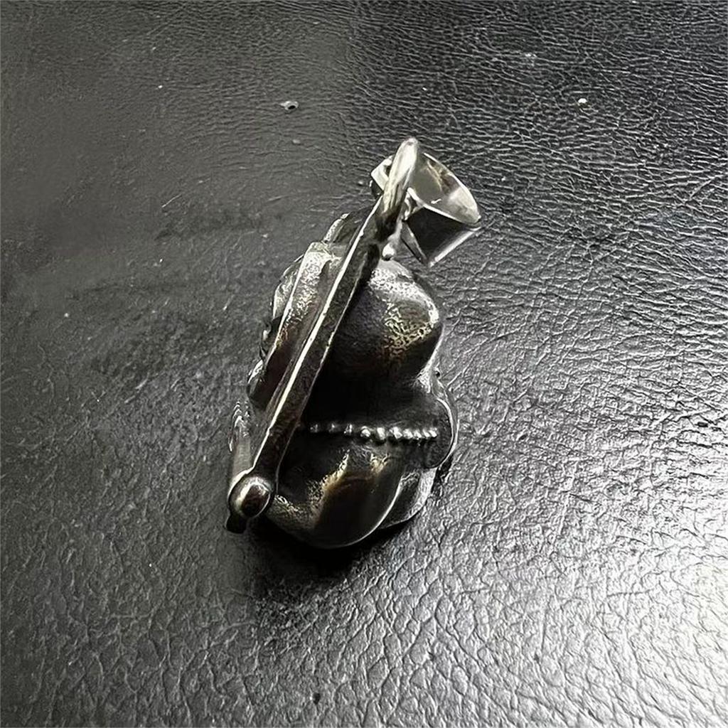 Santa Muerte Bell Stainless Steel Pendant Necklace Our Lady of Holy Death Double Scythes Mexican Grim Reaper Skull Jewelry