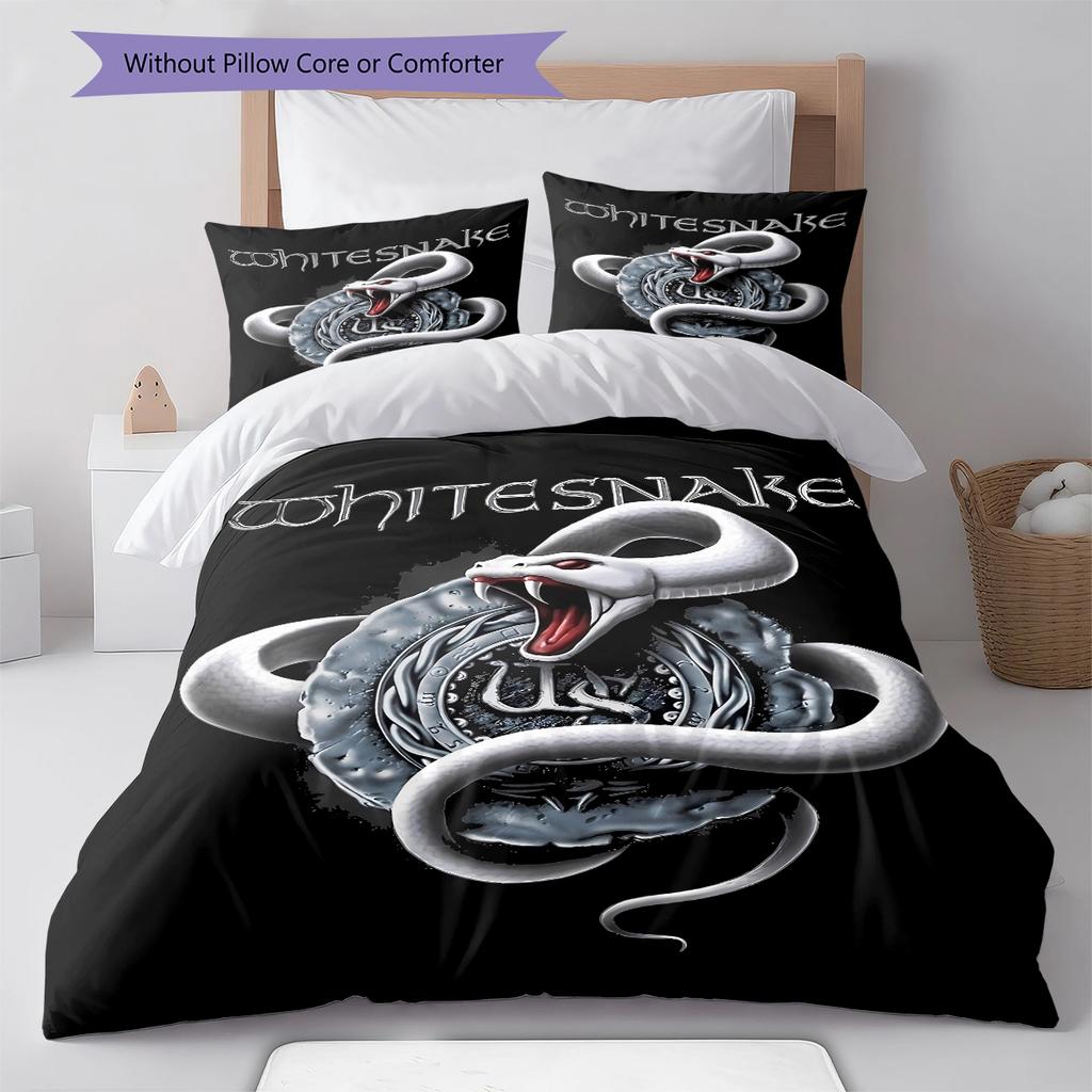 Whitesnake Pattern Bedding,Quilt Set Quilt Cover Pillowcase Home Birthday Gift (1 * Duvet Cover + 2 * Pillowcase, Without Core)