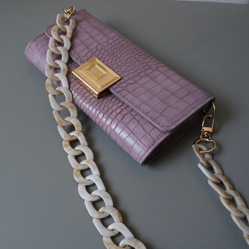 New Fashion Woman Bag Accessory Detachable Parts Replacement Chain Beige Resin Luxury Strap Women Acrylic Shoulder Handle Chain