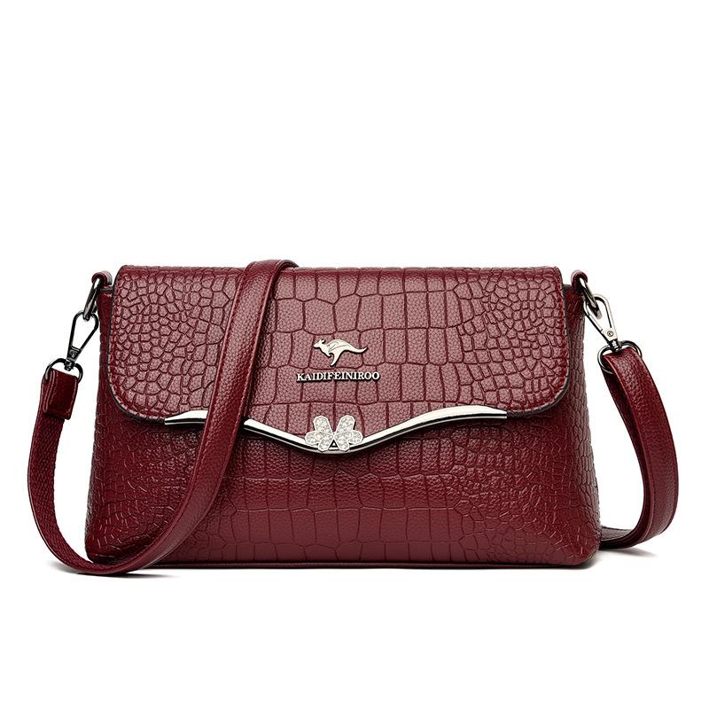 

Сумка через плечо Модная сумка с принтом крокодила Маленькая квадратная сумка Mom Bag бордовый