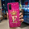 Case For TCL 205 4187D Bumper Black Silicone Shockproof Soft Casing Lucky Exclusive Initial Letter Luxury Crown Pattern Cover