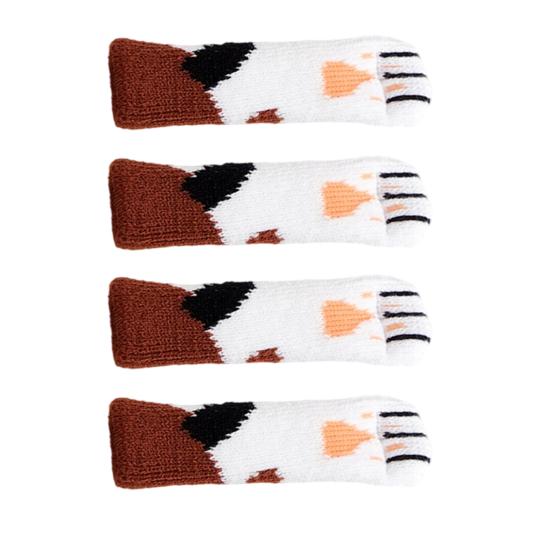 4Pcs Cat Paw Chair Leg Cover Knitting Furniture Feet Cover Floor Protectors Non-Slip No Scratch Noise Reduction Hardwood Floors Furniture Booties
