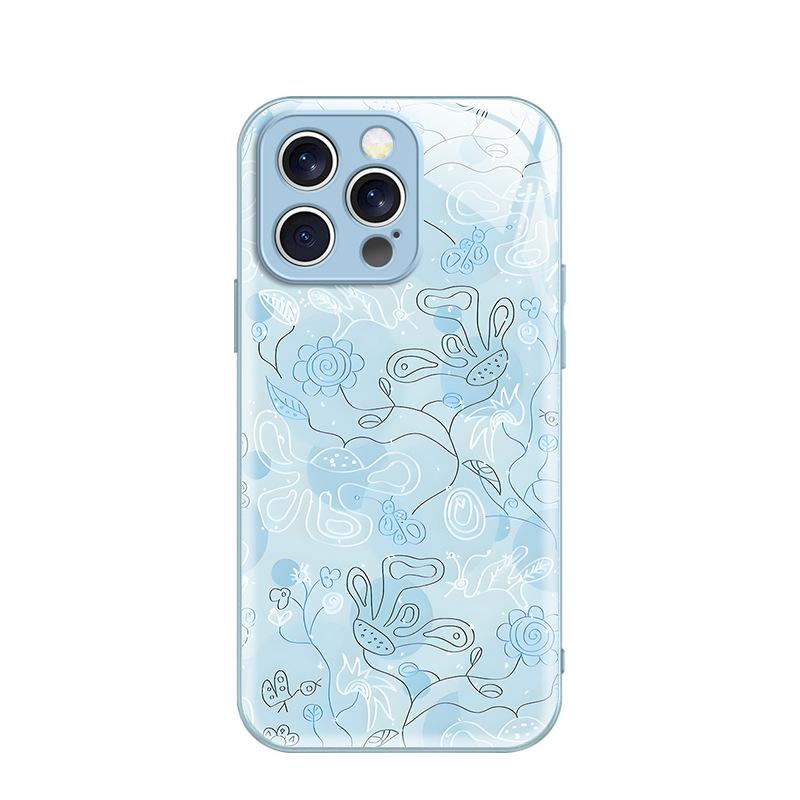 ins wind niche powder graffiti lines flower iPhone17 Epoxy mobile phone case Apple 12p high-end women's model