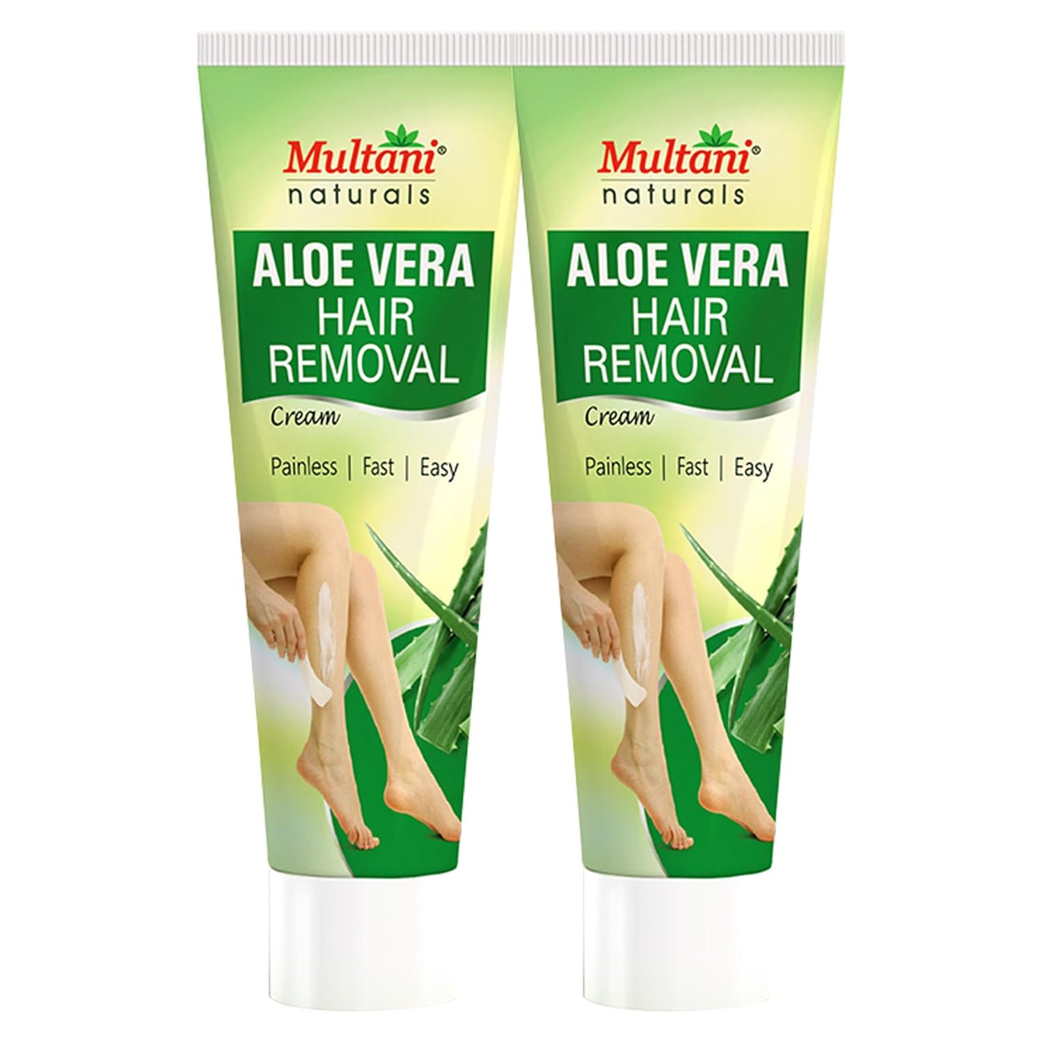 

Multani Naturals Aloe Vera Hair Removal Cream 60 ml Pack of 2 Gentle Formula Vitamin E Smooth Skin for Men & Women
