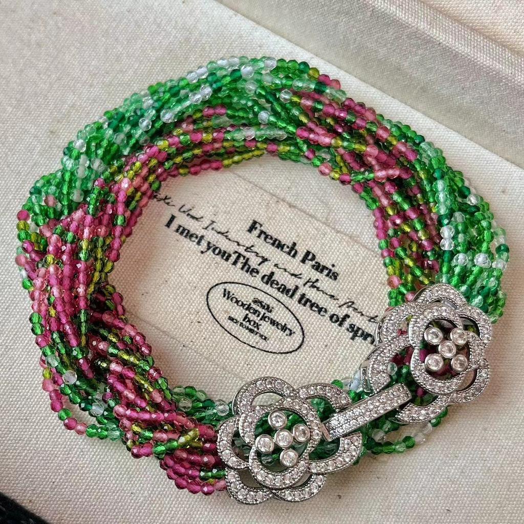 Retro Original Handmade Multi-Layer Crystal Necklace Lazy Design Stacked Neck Chain New Choker Item