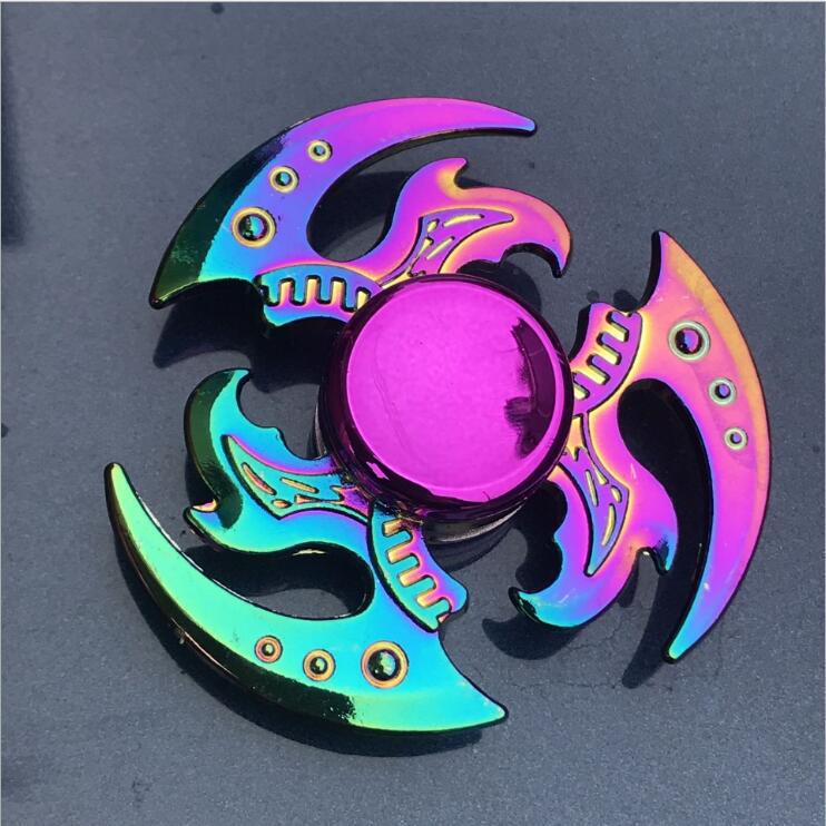 Colorful Zinc Alloy Fidget Spinner: Black Tech Stress-Relief Toy for Students and Kids.