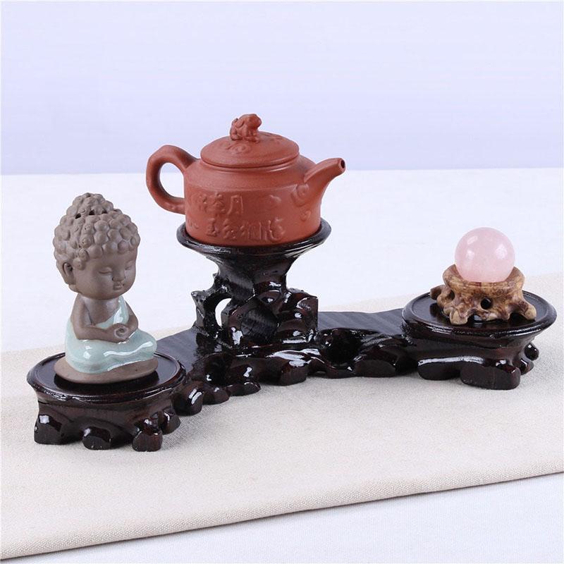 Red Wood Solid Wood Head Base, Vase, Bonsai Base, Purple Sand, Tea Pot, Large, Medium Height, Circular, Jade