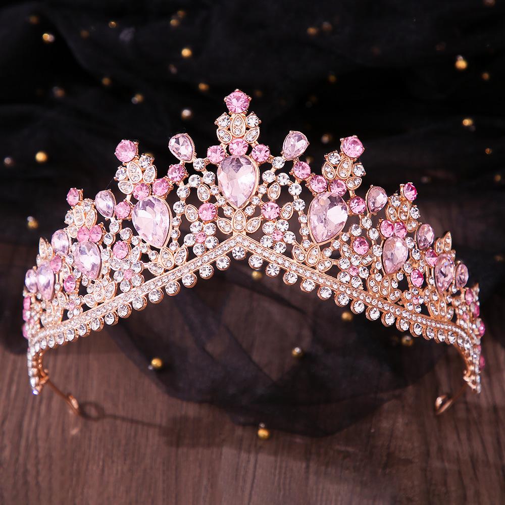 DIEZI 8 Colors Baroque Luxury AB Rhinestone Crystal Tiara For Women Wedding Party Elegant Bridal Bride Crown Hair Accessories