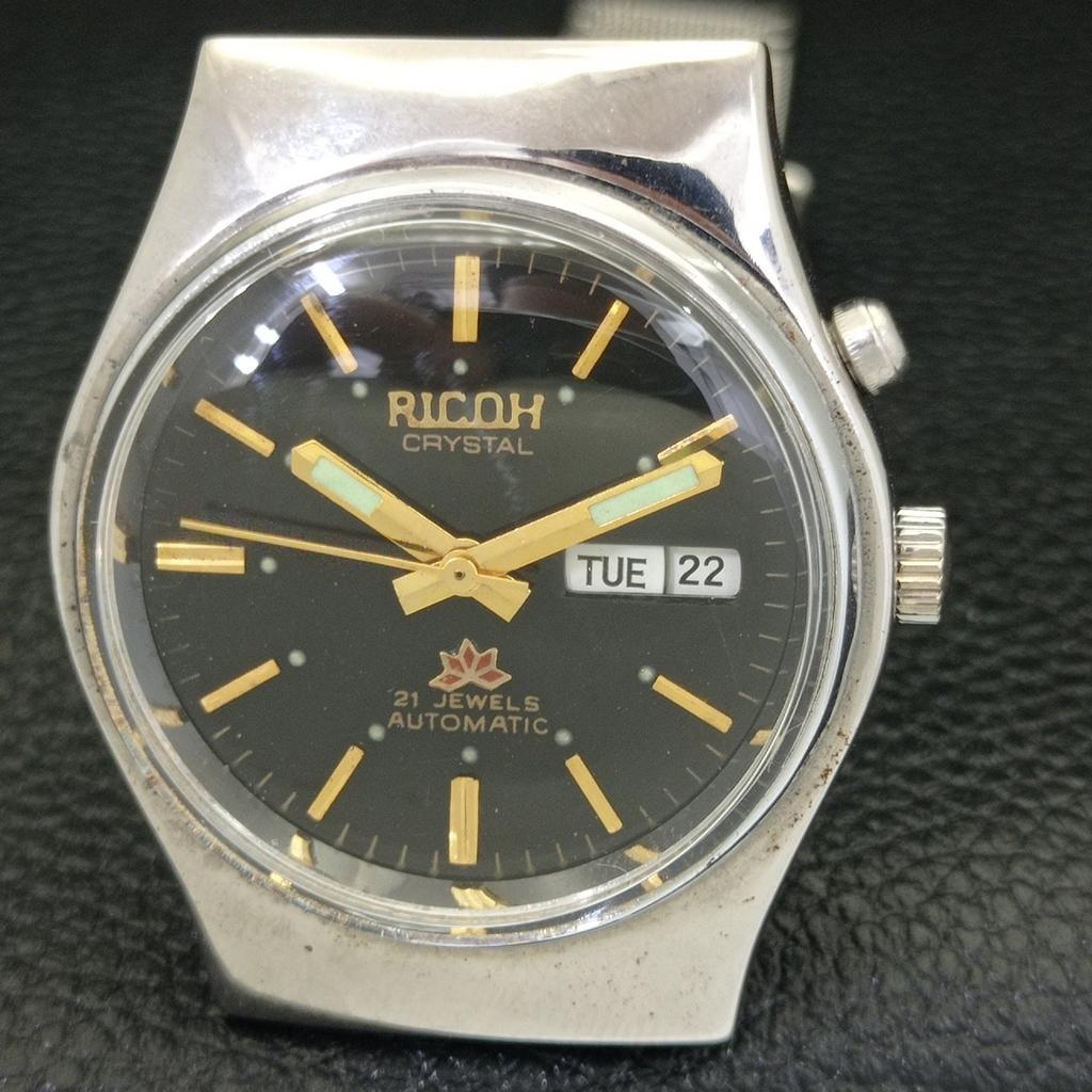 ZEGAREK MĘSKI VINTAGE RICOH R31 AUTOMATIC JAPAN CZARNY KOLOR TARCZY a500604-5 R153-a500604