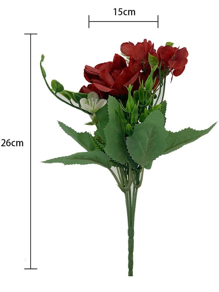 4 Pcs Artificial Rose Hydrangea Bouquet 26cm Silk Fake Flowers for Wedding Home Indoor Decoration