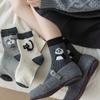 New Ideas for Autumn and Winter of 24 Yarn Socks for Children Cartoon Gray Style Plush Cute Long Tube Cotton Socks