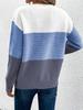 Autumn and winter crew neck splicing versatile striped sweater women's lazy style top loose large size pullover knitted sweater