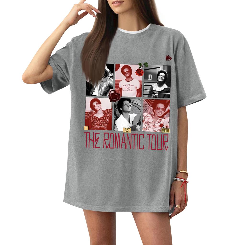 Women's Casual Printed T-Shirt Round Neck Pullover Short Sleeve Top