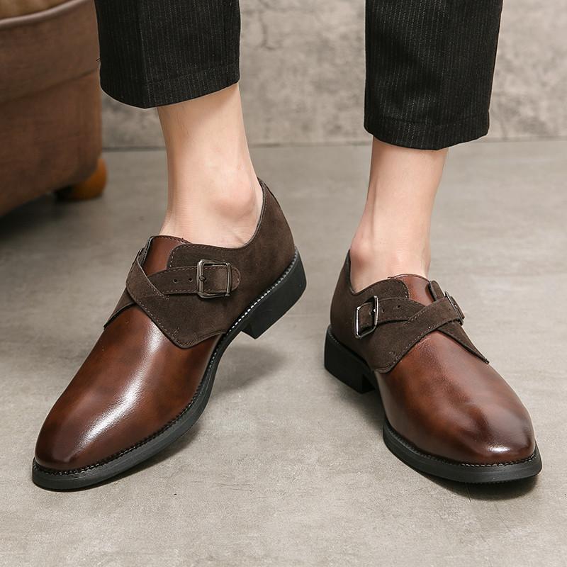 Luxury Fashion Designer Charm Men's Pointed Monk Strap Loafers Male Wedding Dress Prom Formal Shoes Footwear Zapatos Hombre
