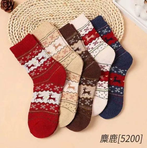 

Christmas Socks For Women, Mid-calf Socks, Cute Retro Cloth Socks, Thickened Sleep Socks.