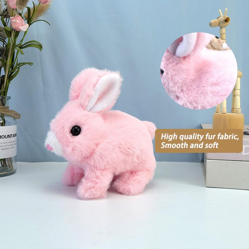 New Electronic Plush Rabbit Toy Robot Animal Pet Walking Jumping Running Shake Ears Cute Electric Bunny For Kids Birthday Gifts