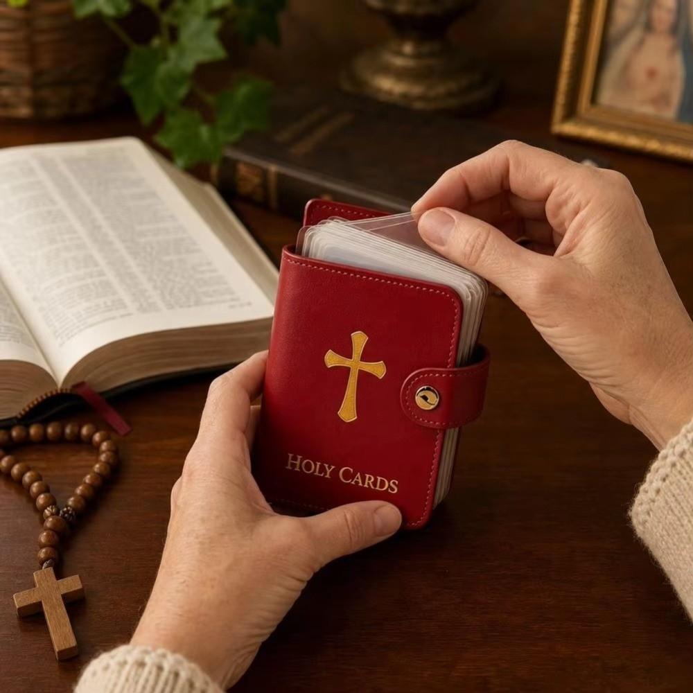 40 Slots Prayer Card Holder PU Leather Mini Saints Cards Wallet Unisex Card Collection Case  Travel
