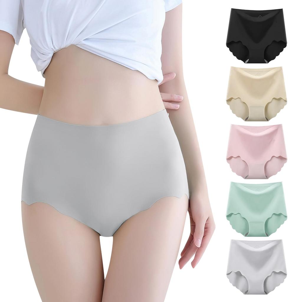 Velaci Naadloos Diep Nr. 5A en Verfrissend Vleit Uw Schelp Effen Naadloos Ondergoed Set A en Dames Slipjes, Pasvorm, 5-Pack [-5°C Comfort, Zichtbare Lijnen,