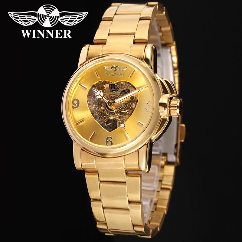Winner Women S Fashion Casual Subdial Skeletonized Automatic Mechanical Watch