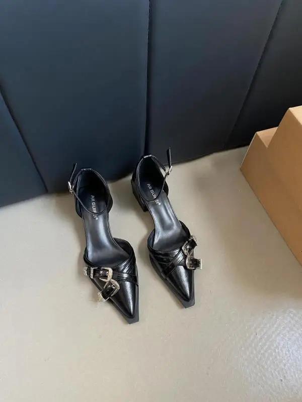 Spring Shoes Clear Heels Female Sandal Espadrilles Platform Med 2025 Women's Girls Beige Fashion High Pointed Retro Medium Close