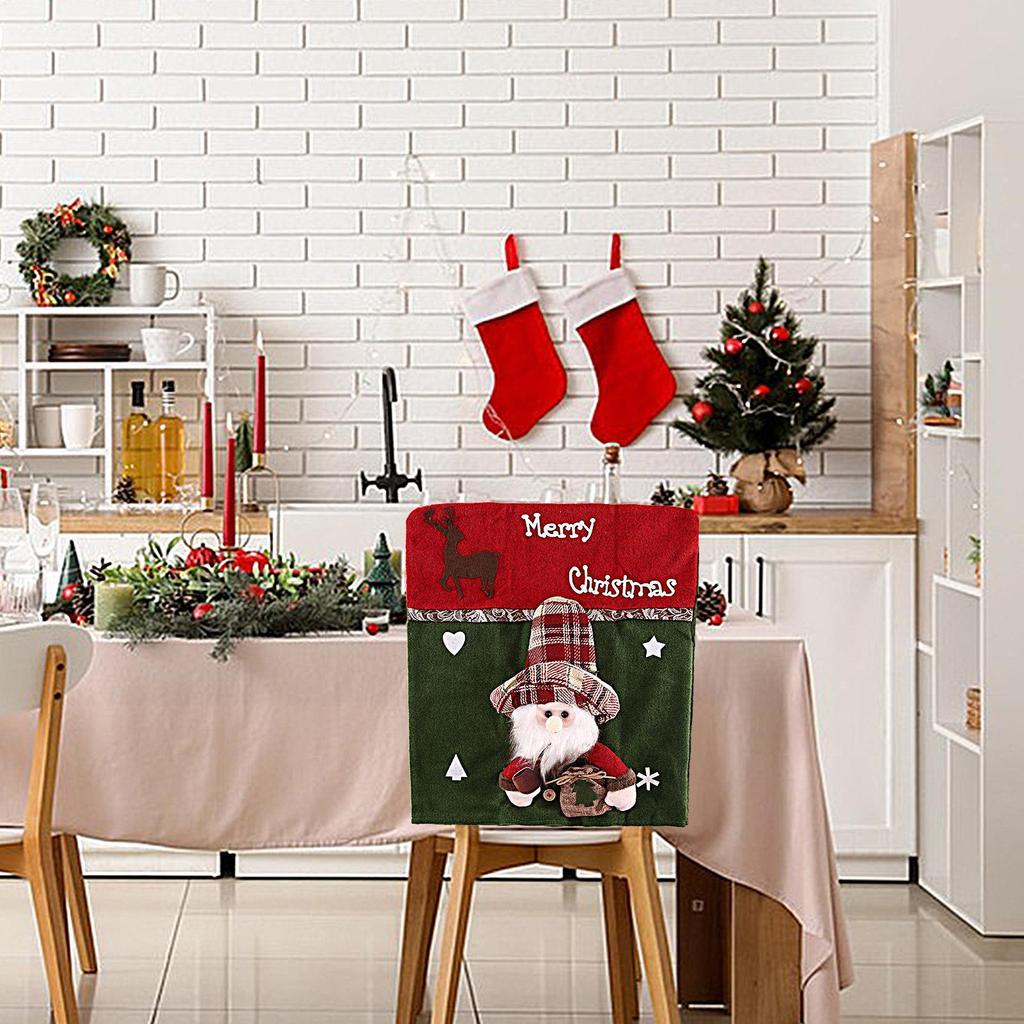Chair Back Covers Christmas 3D Doll Seat Slipcovers Holiday Chair Covers For Hosts Parents Dinner Family Gathering Kitchen